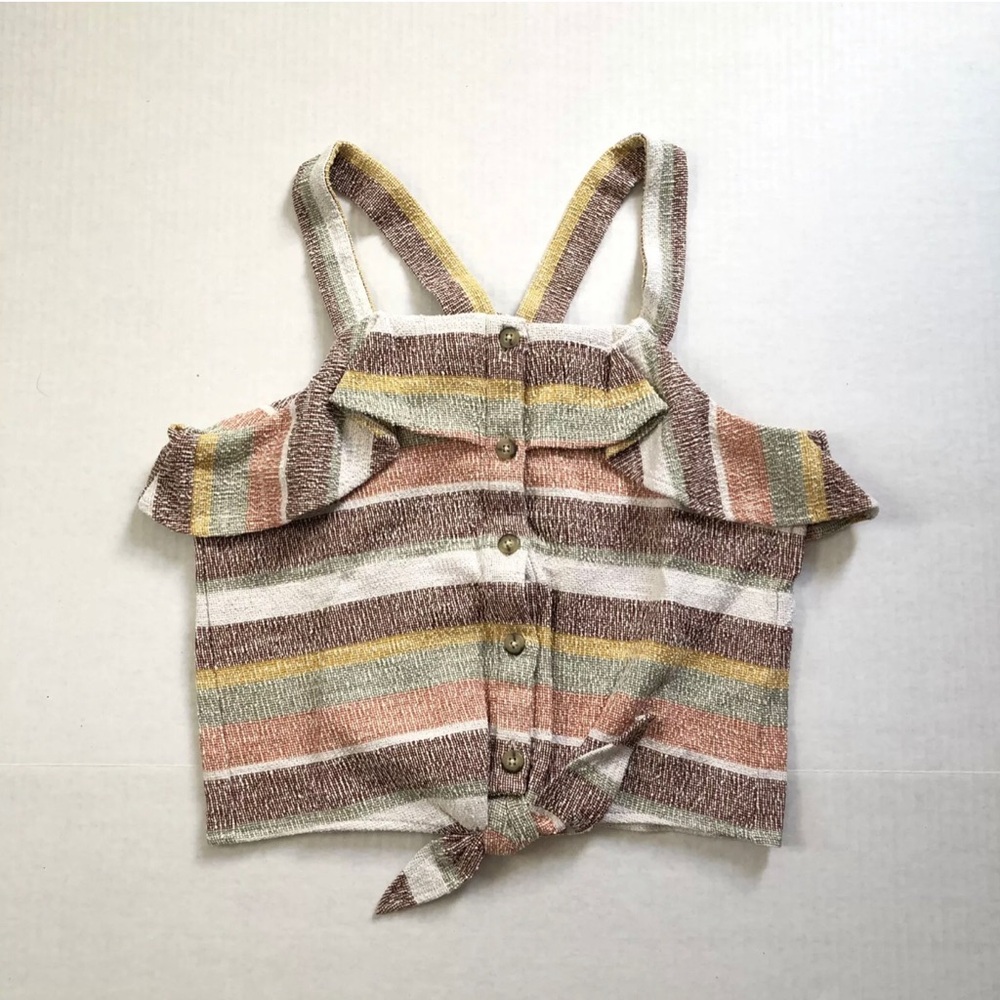 Madewell Texture & Threads women’s large striped button up front top tank top